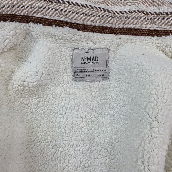 NOMAD by Craft+Flow Men's Sherpa Fleece Lined Striped Overshirt Shacket L NWT - Picture 3 of 8